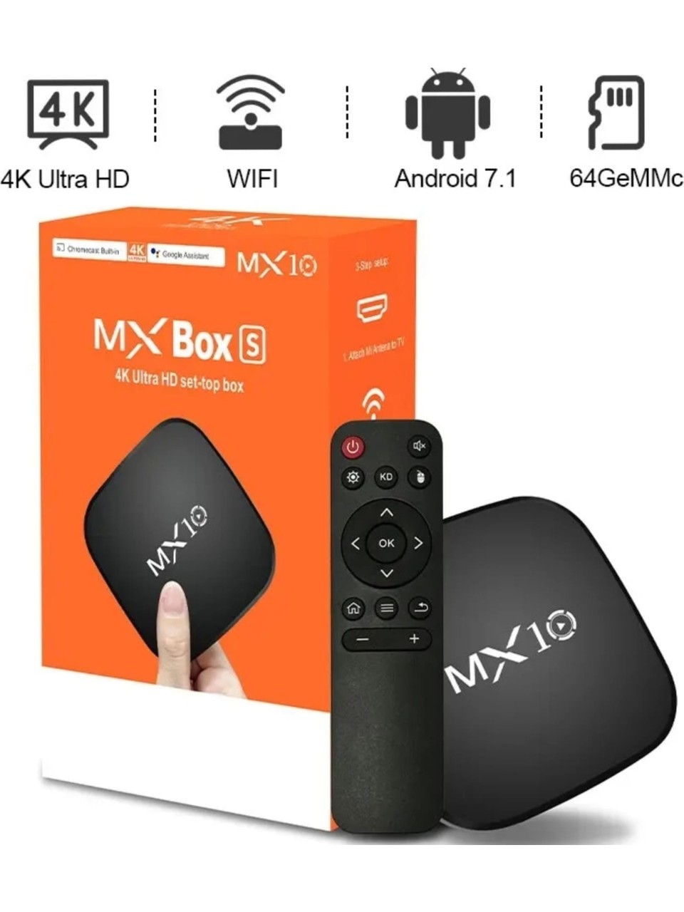 Bilişim Burada MX Box MX10 4K Android TV Box Medya Oynatıcı Android 7-1 Tv Box Tv Stick Medya Oynatıcı Smart Tv Wifi